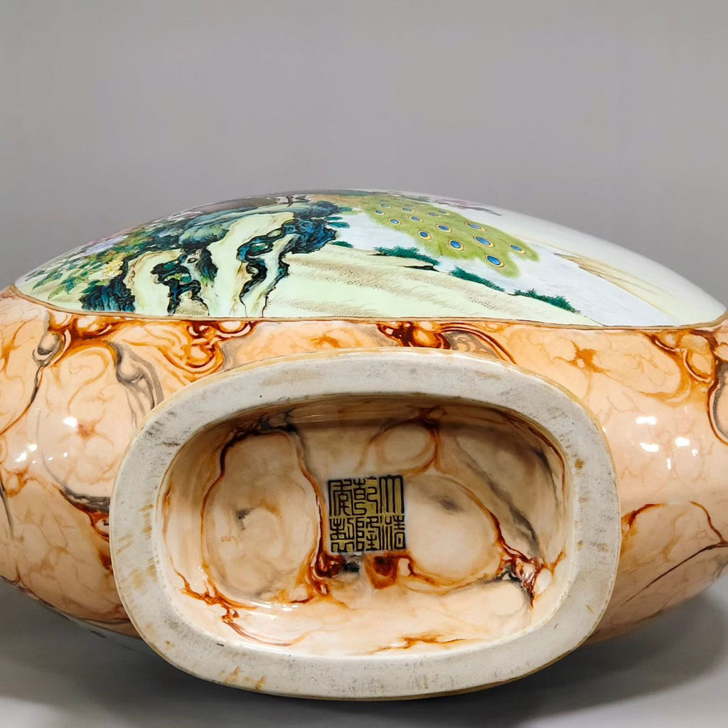 Famille Rose Moon Flask