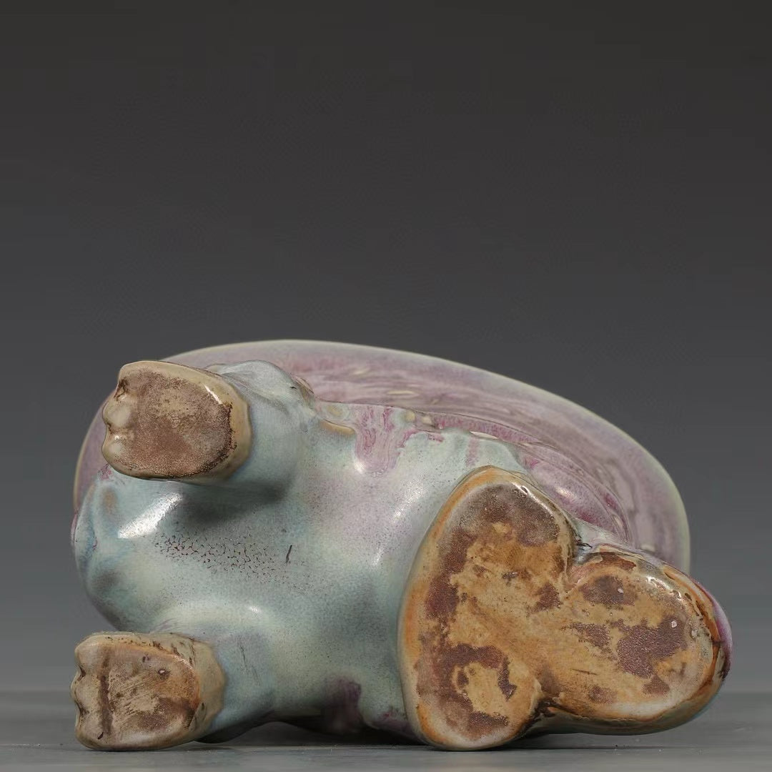 Song Dynasty Jun Kiln Rose Purple Glazed Lion-Shaped Jue Cup 054