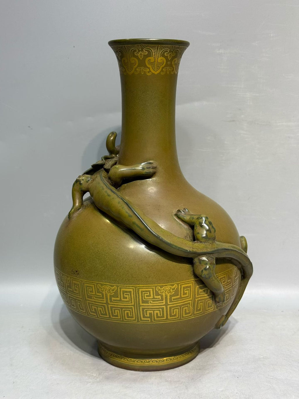 Tea Dust Glaze Dragon Vase