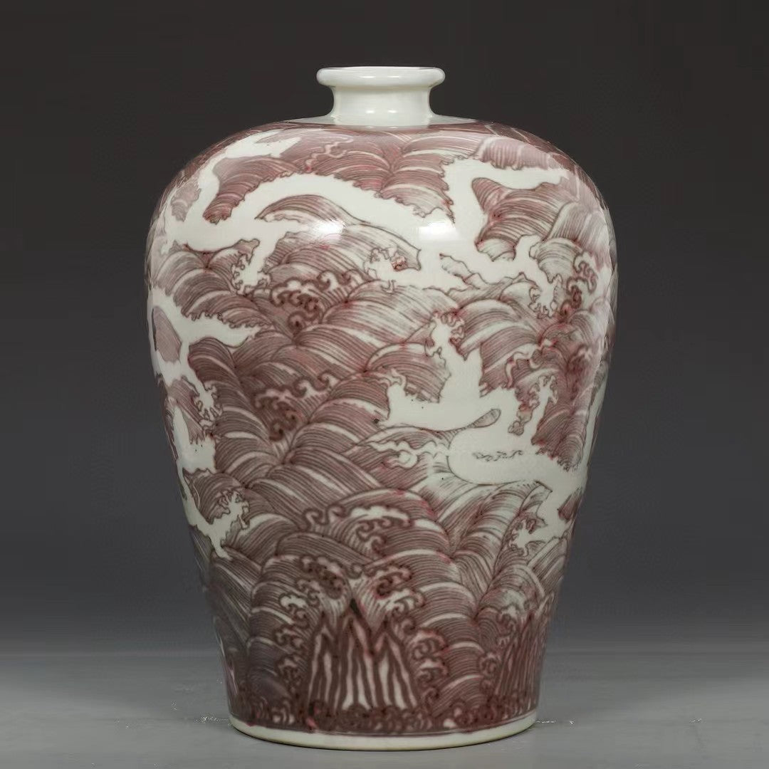 Underglaze Red Dragon Meiping Vase 0511