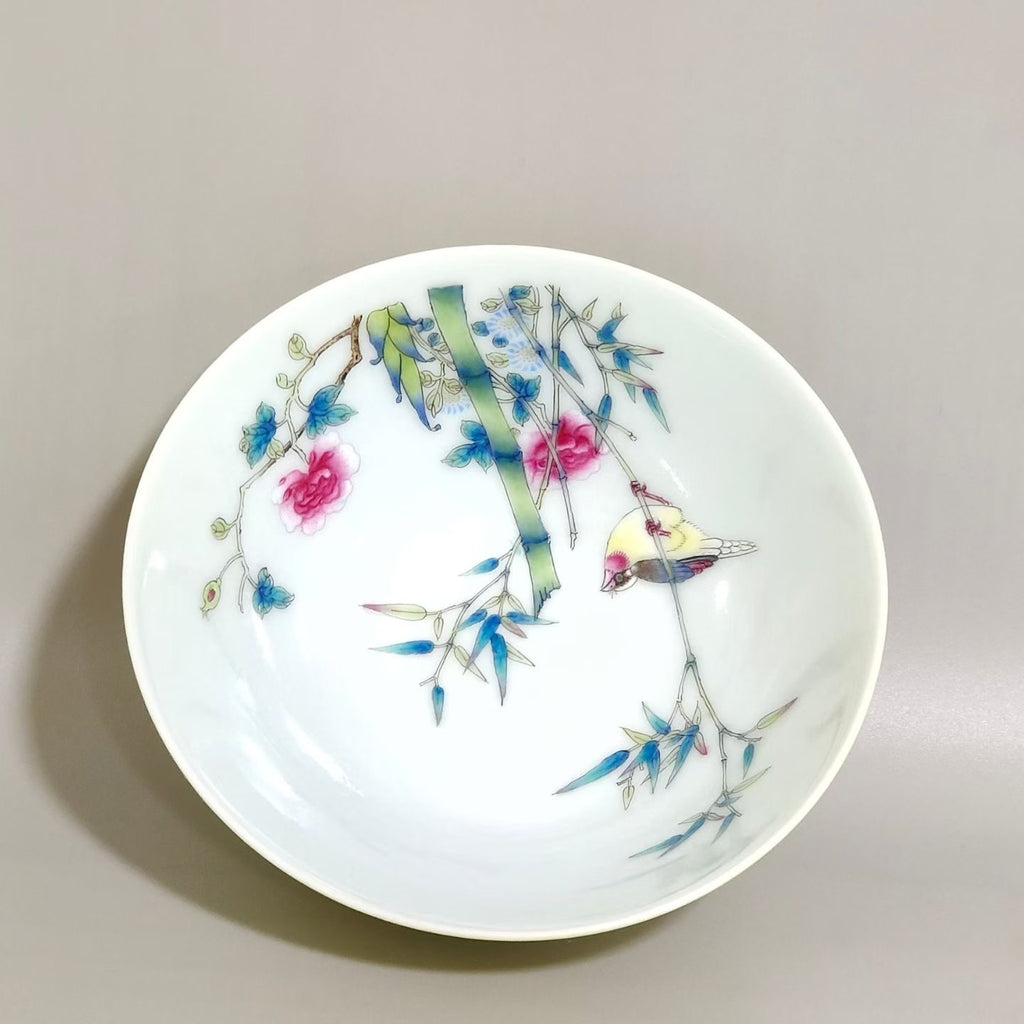 Famille Rose Yellow Glazed Porcelain Bowl