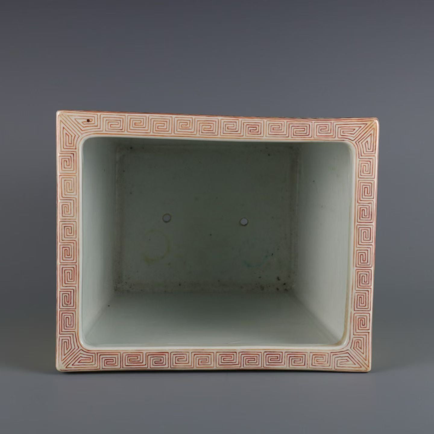 Famille Rose Square Planter with Yellow Ground 082