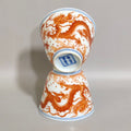 Pair of Iron Red Dragon Porcelain Teacups